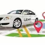 An uber cab illustration on a map.