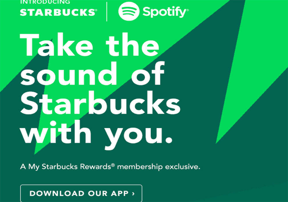 Spotify and Starbucks partnership poster.