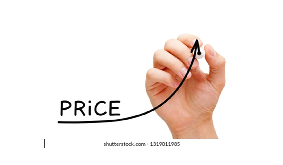 An increasing graph of price.